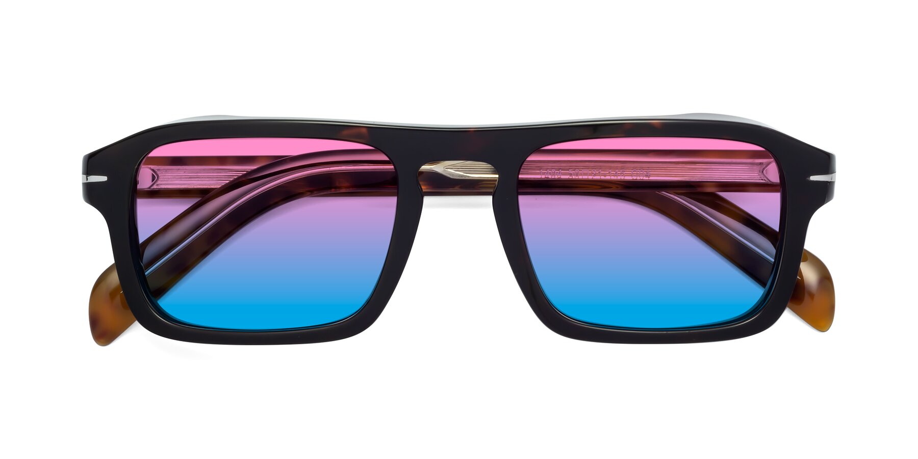 Folded Front of Evette in Tortoise with Pink / Blue Gradient Lenses