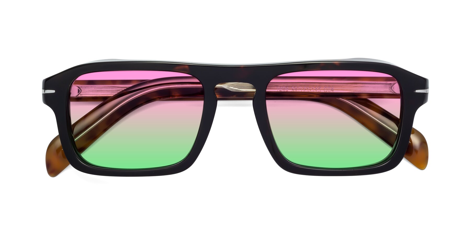 Folded Front of Evette in Tortoise with Pink / Green Gradient Lenses