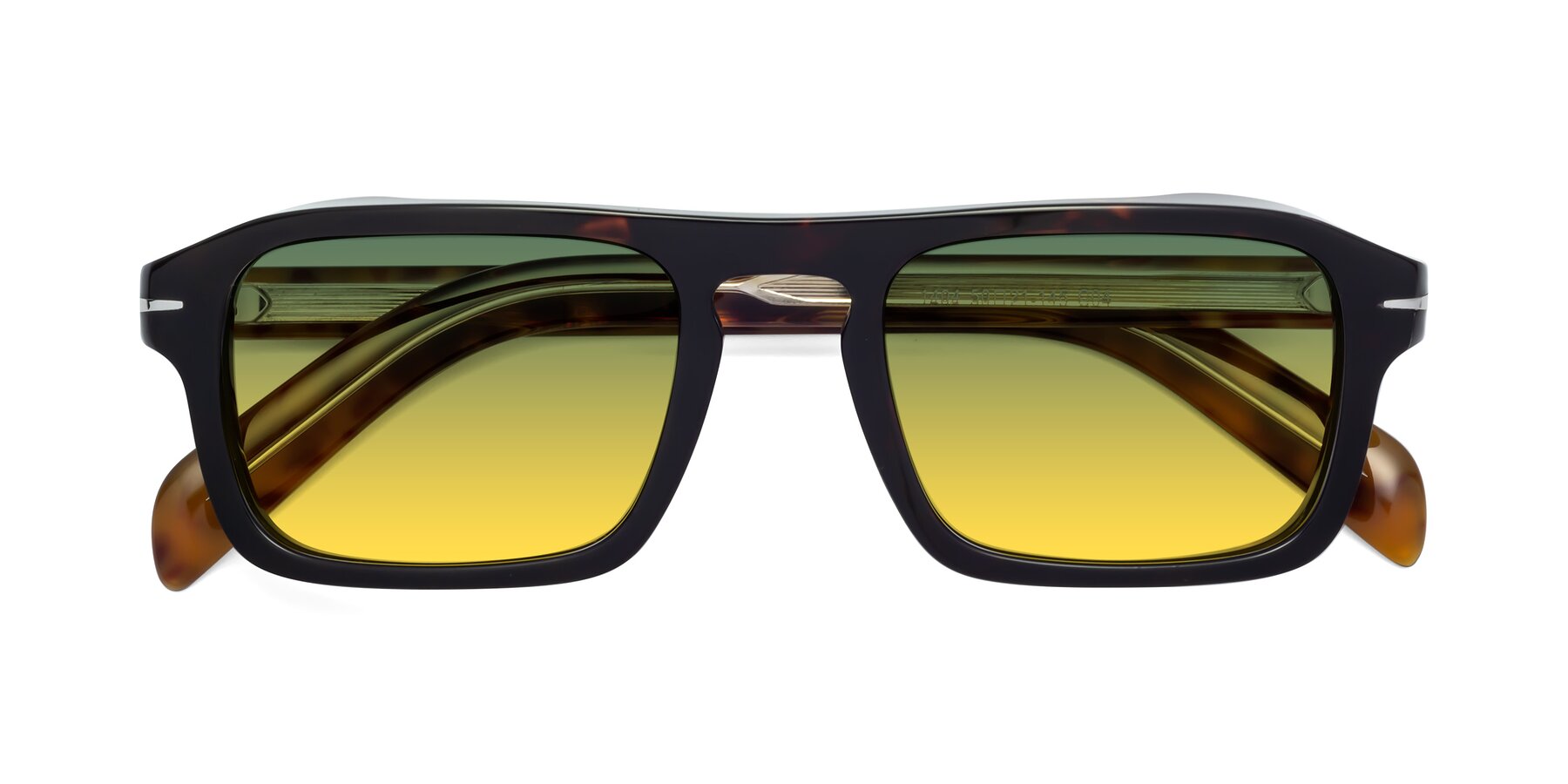 Folded Front of Evette in Tortoise with Green / Yellow Gradient Lenses