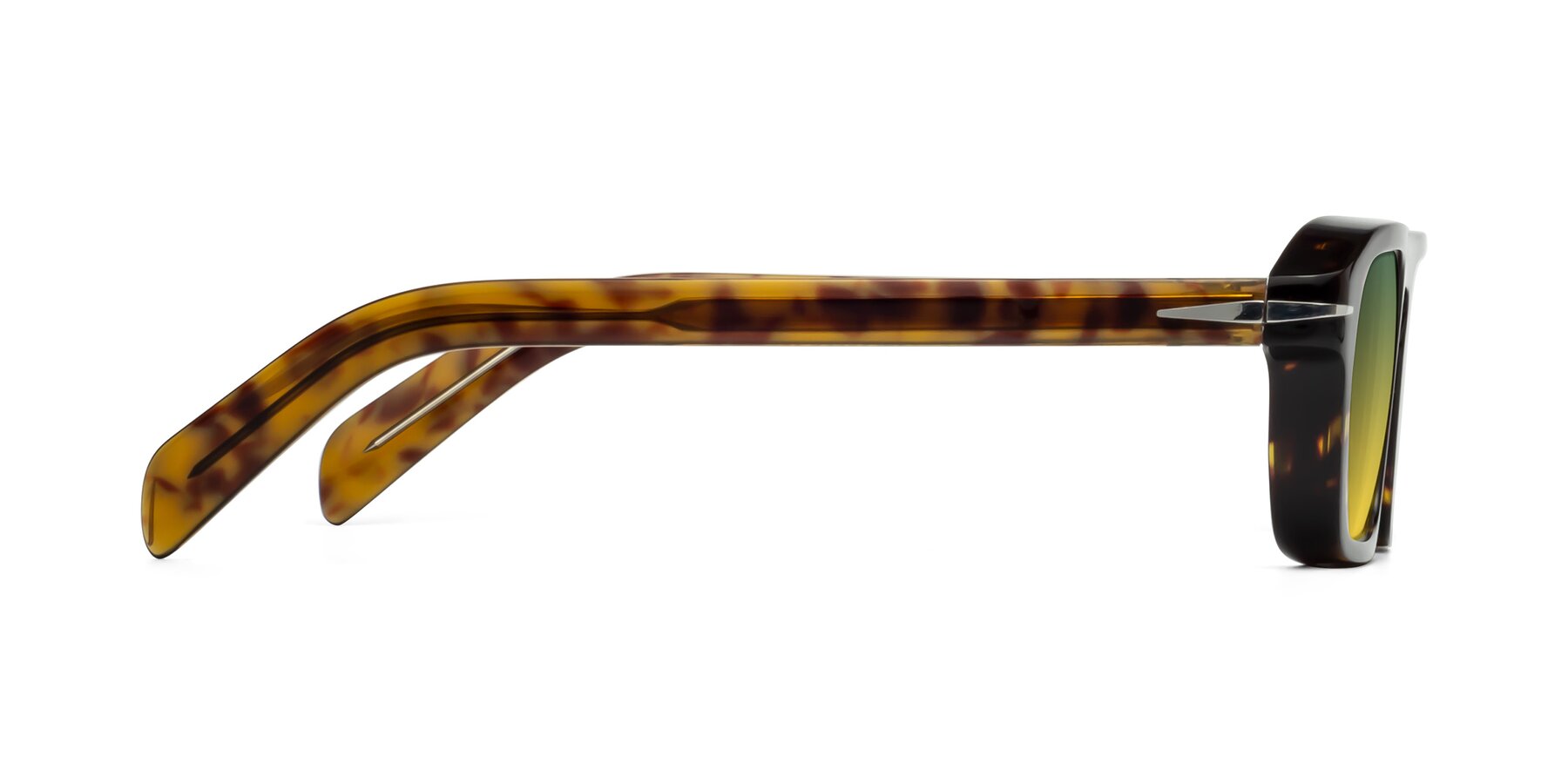 Side of Evette in Tortoise with Green / Yellow Gradient Lenses