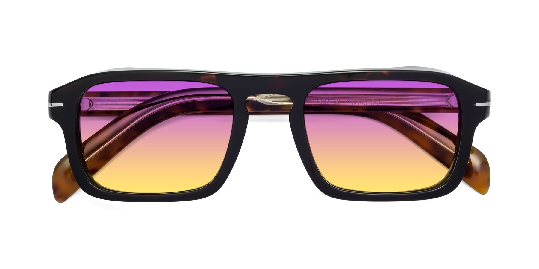 Folded Front of Evette in Tortoise with Purple / Yellow Gradient Lenses