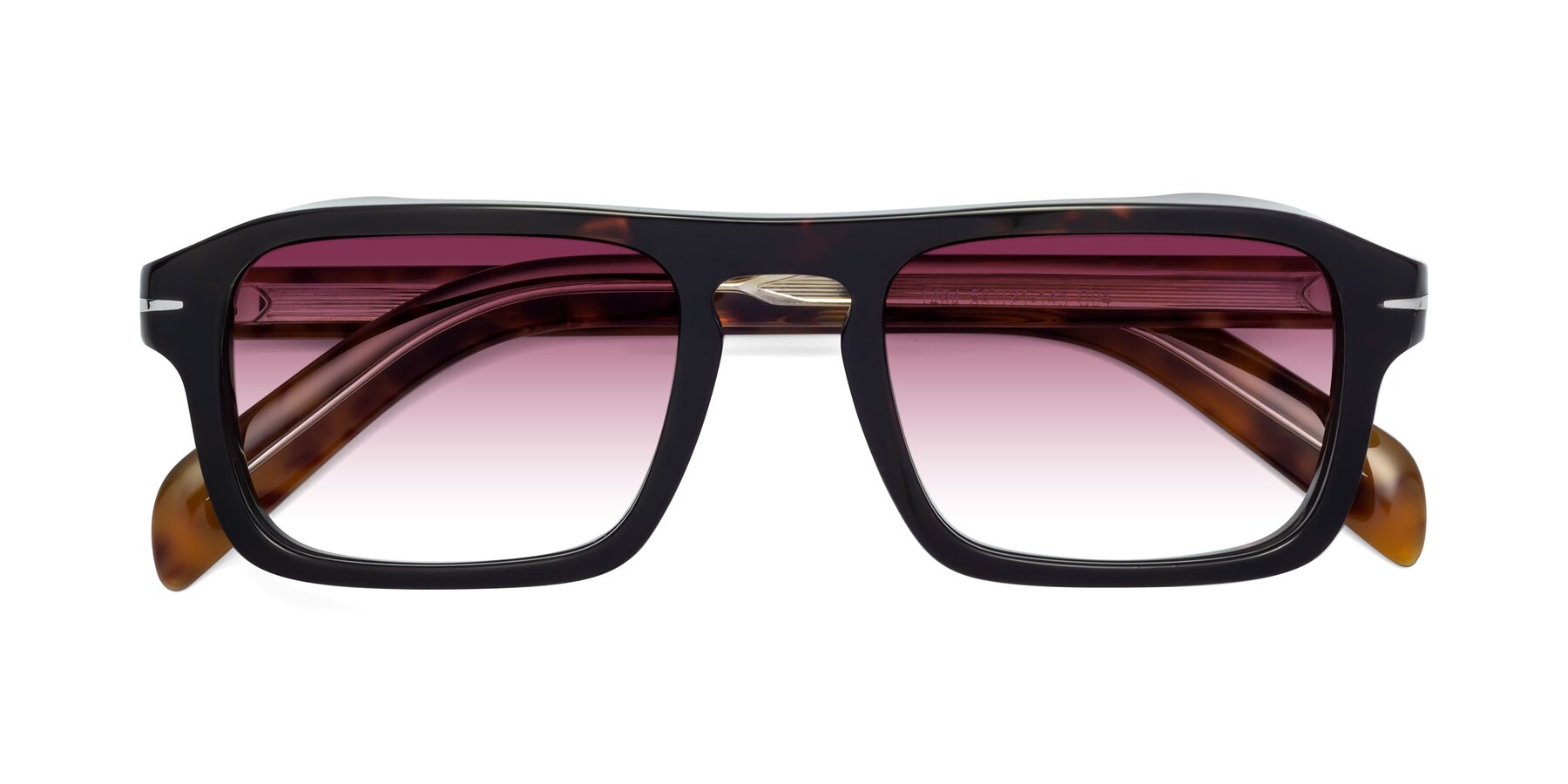 Folded Front of Evette in Tortoise with Wine Gradient Lenses