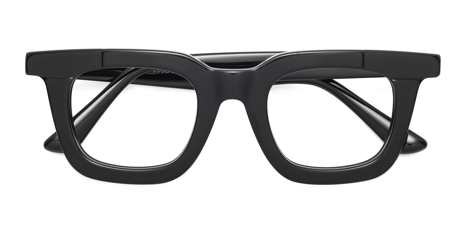 Folded Front of Mill in Black with Clear Eyeglass Lenses