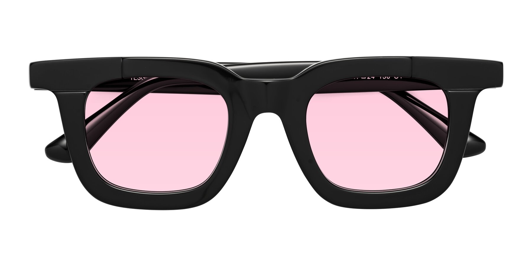 Folded Front of Mill in Black with Light Pink Tinted Lenses