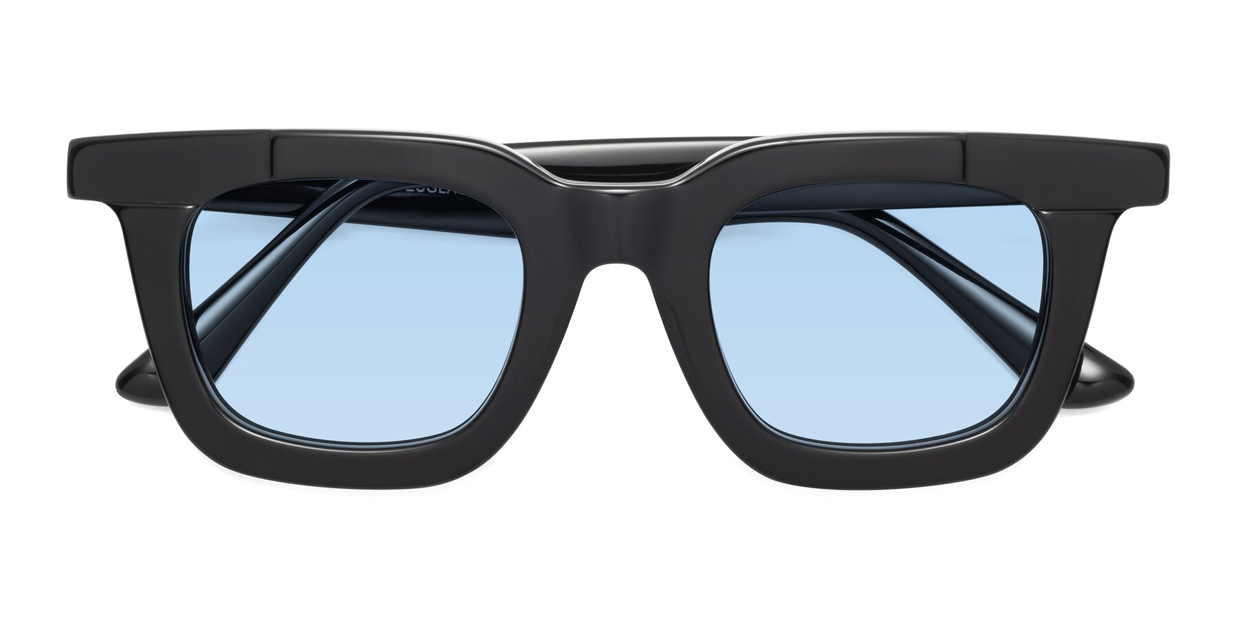 Folded Front of Mill in Black with Light Blue Tinted Lenses