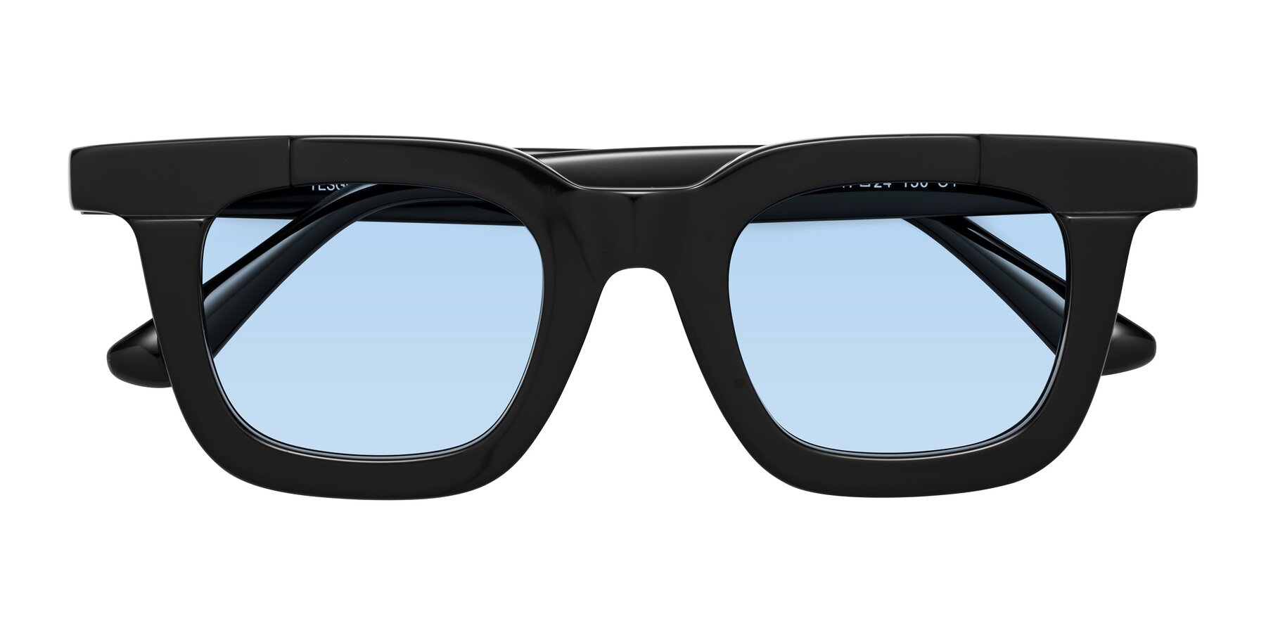 Folded Front of Mill in Black with Light Blue Tinted Lenses