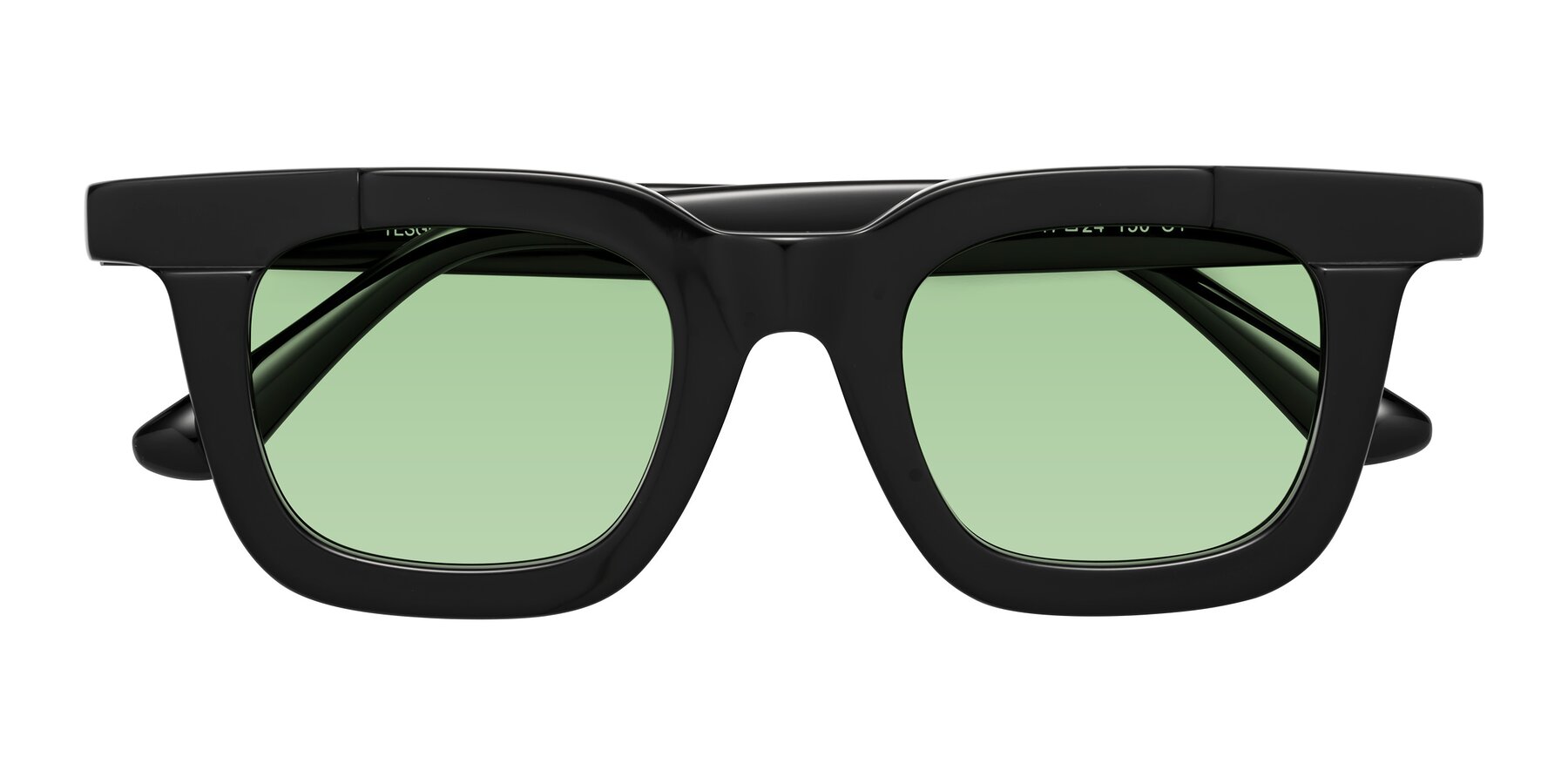 Folded Front of Mill in Black with Medium Green Tinted Lenses