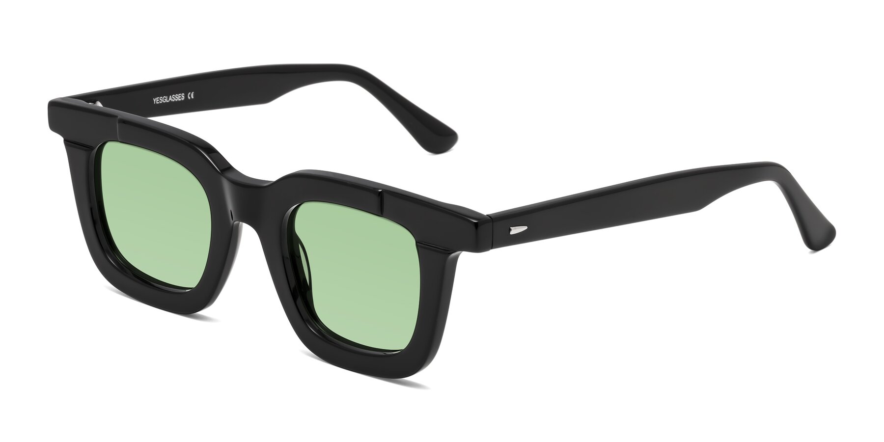 Angle of Mill in Black with Medium Green Tinted Lenses