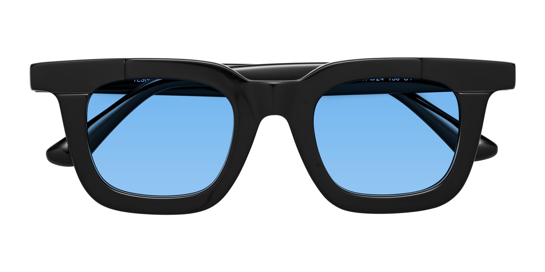 Folded Front of Mill in Black with Medium Blue Tinted Lenses