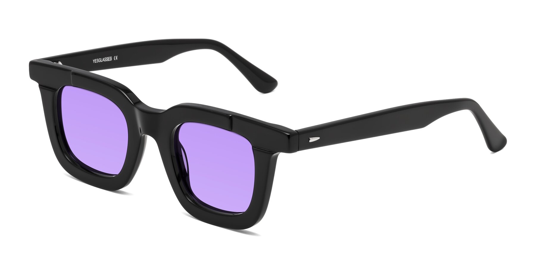 Angle of Mill in Black with Medium Purple Tinted Lenses