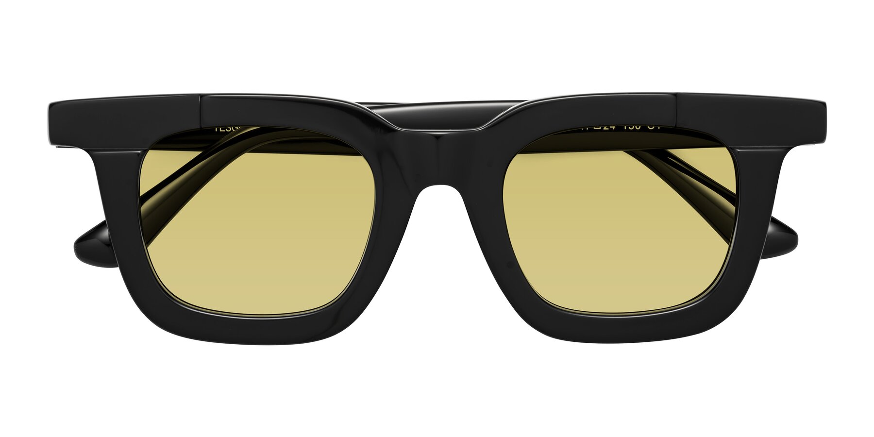 Folded Front of Mill in Black with Medium Champagne Tinted Lenses