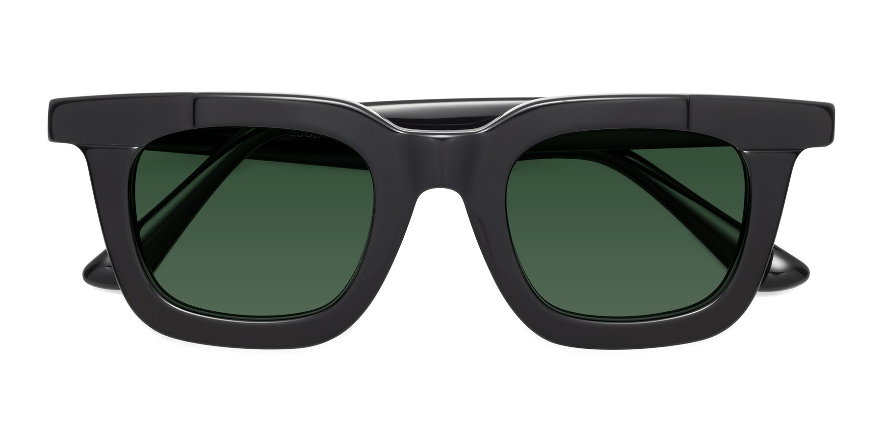 Folded Front of Mill in Black with Green Tinted Lenses