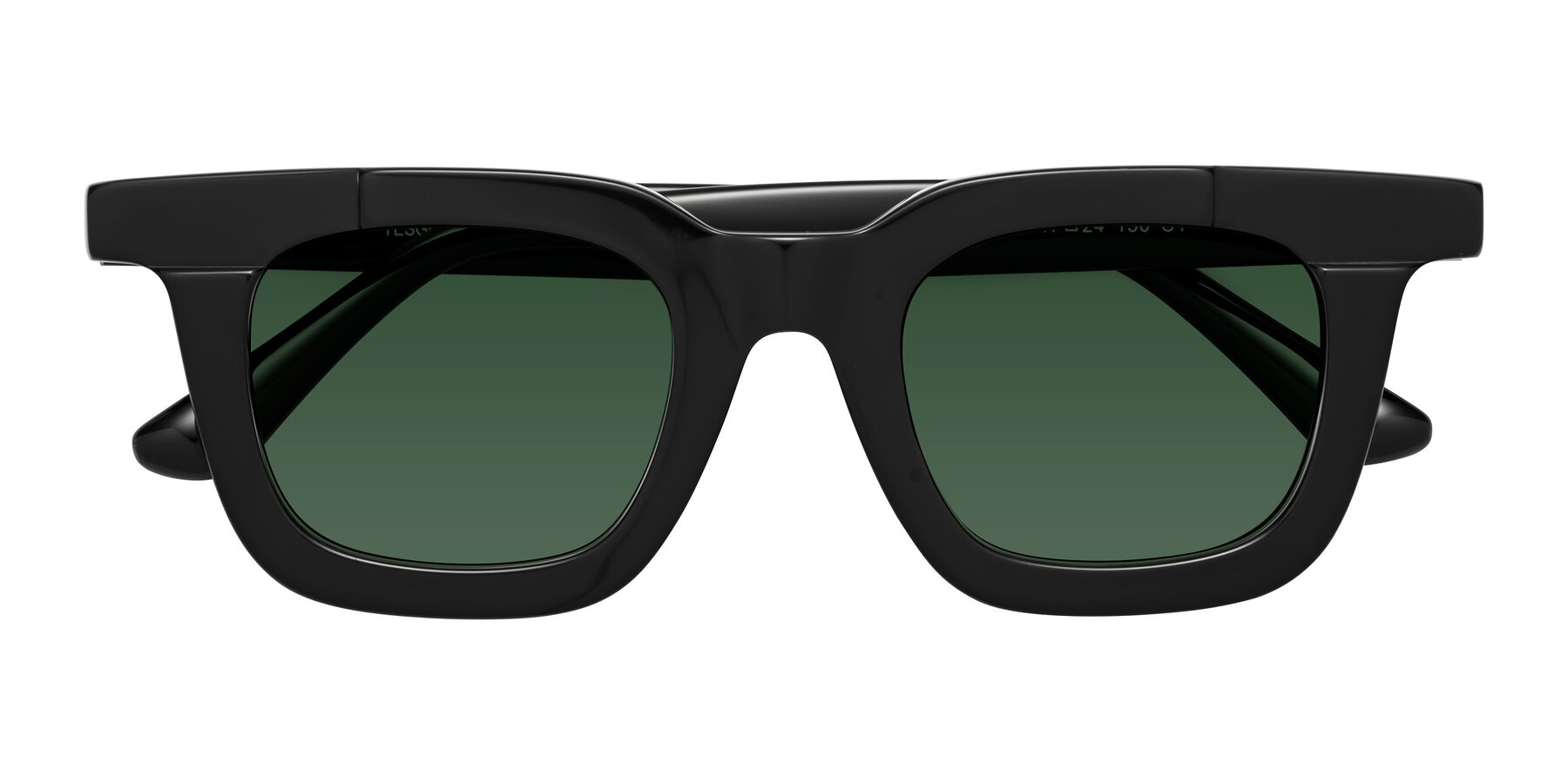 Folded Front of Mill in Black with Green Tinted Lenses