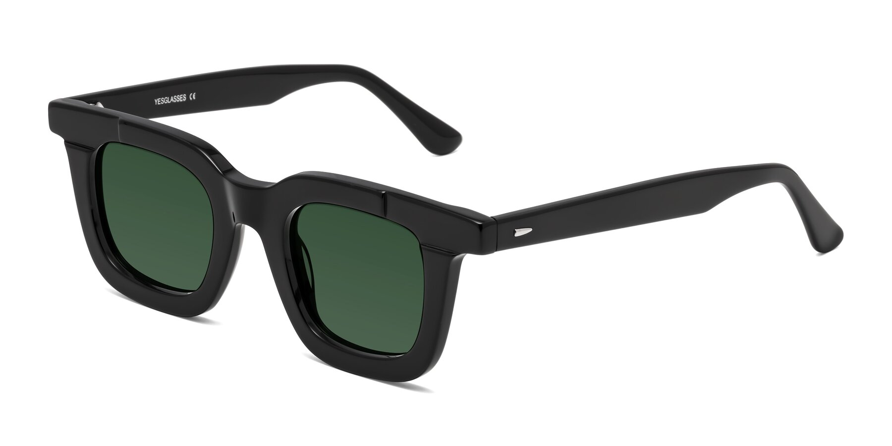 Angle of Mill in Black with Green Tinted Lenses