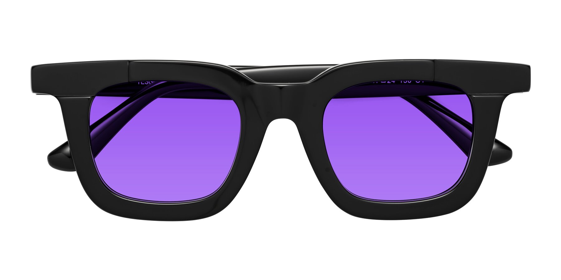 Folded Front of Mill in Black with Purple Tinted Lenses