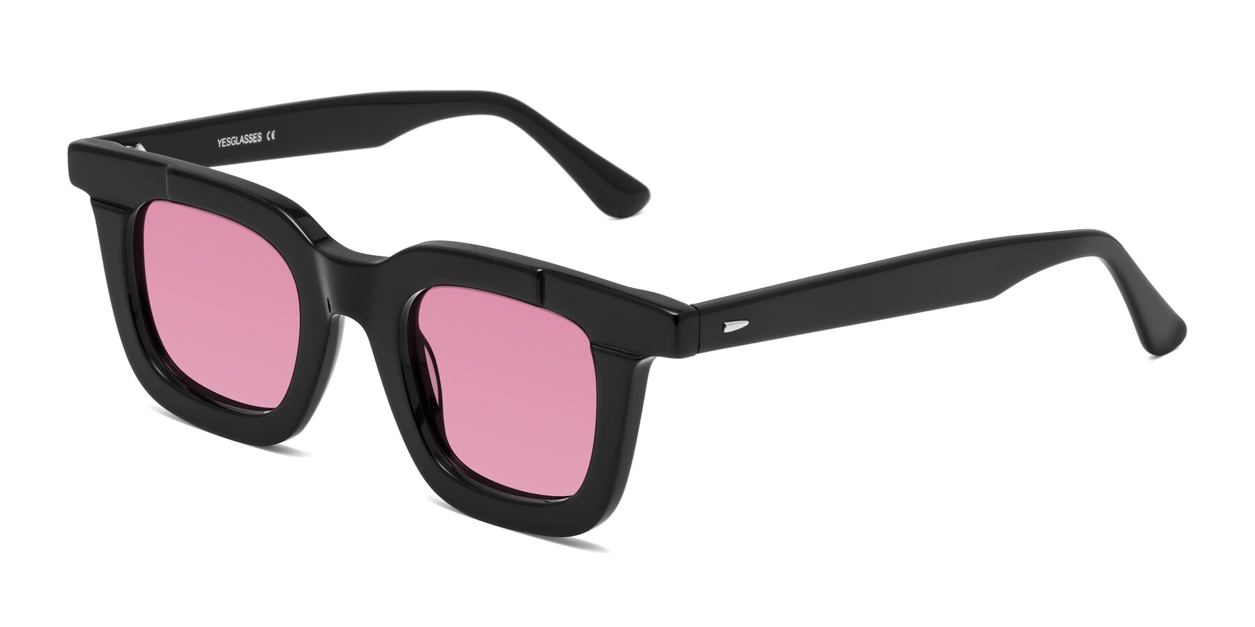 Angle of Mill in Black with Medium Wine Tinted Lenses