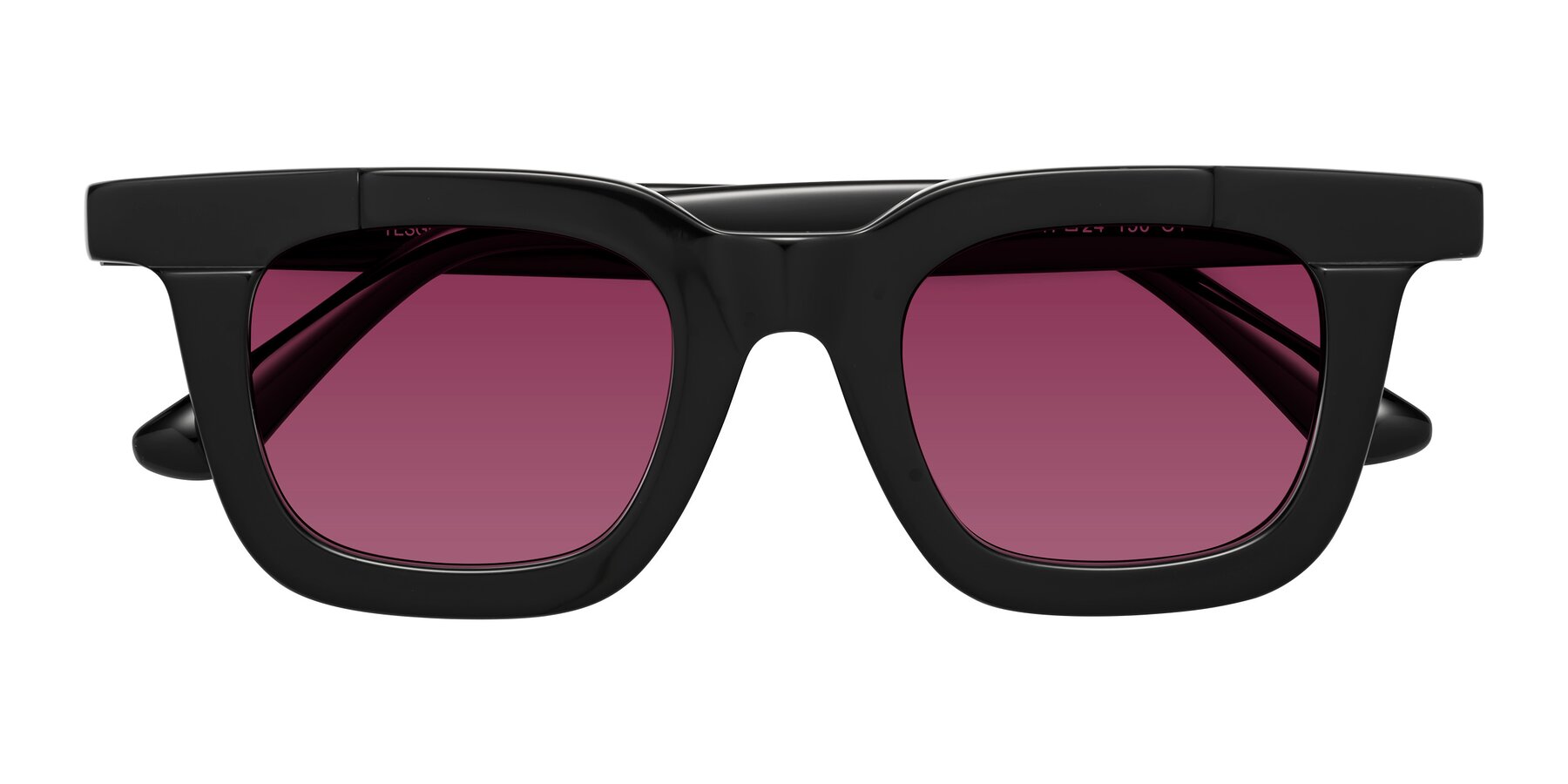 Folded Front of Mill in Black with Wine Tinted Lenses