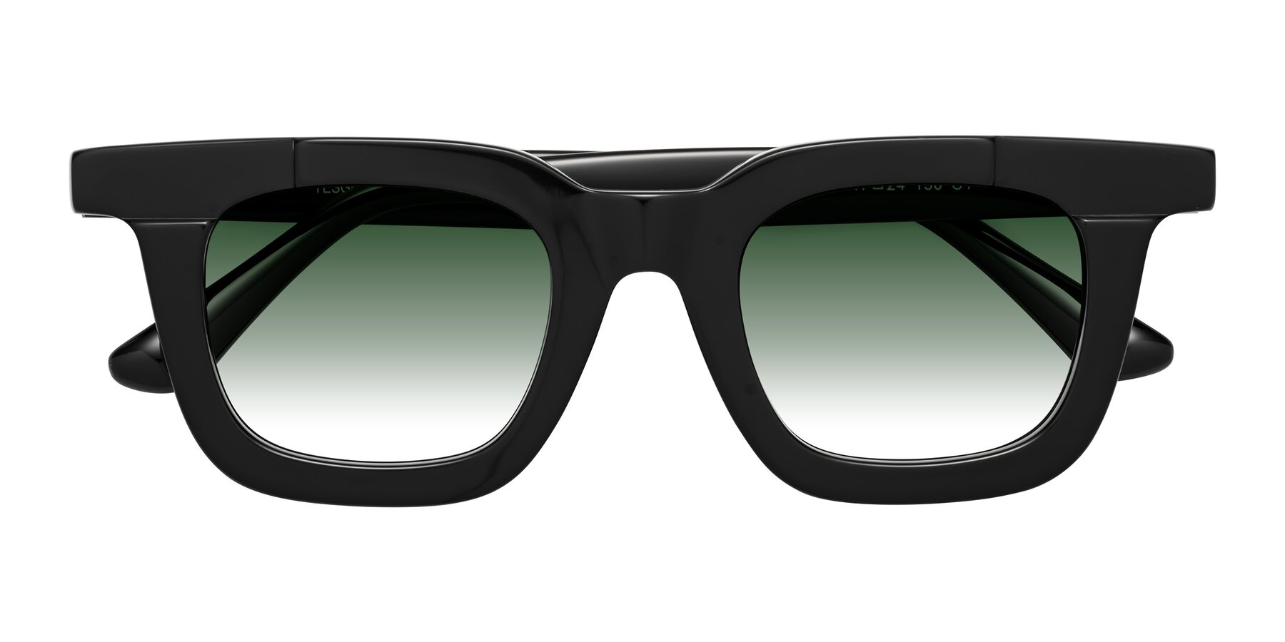 Folded Front of Mill in Black with Green Gradient Lenses