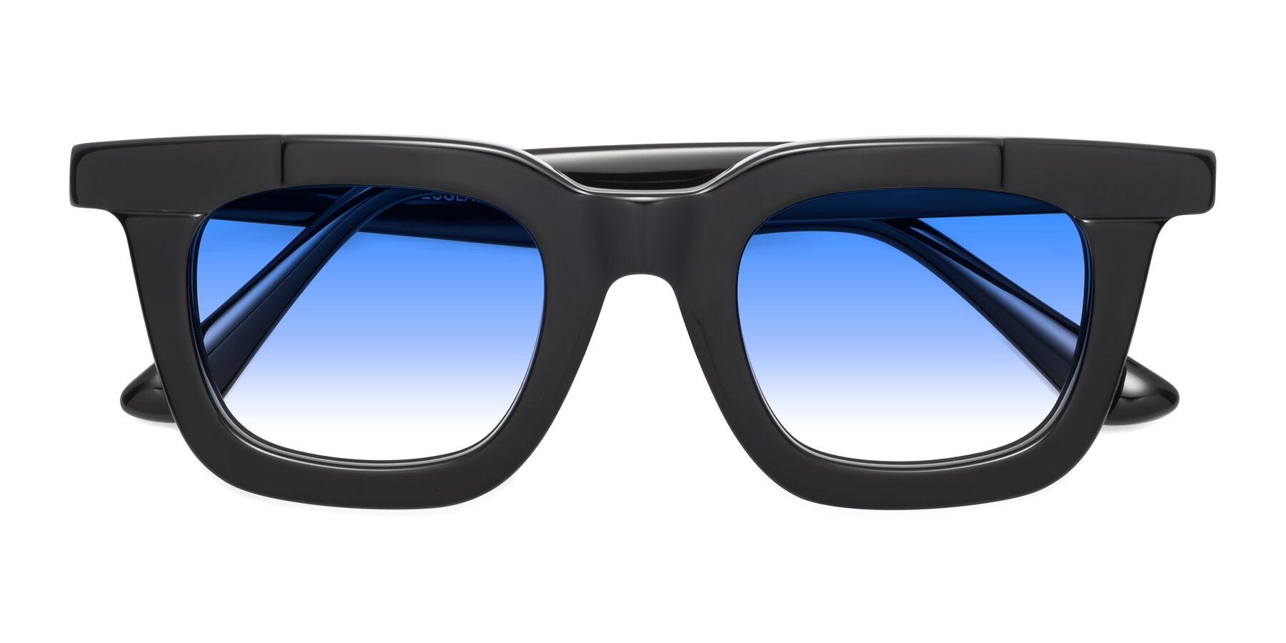 Folded Front of Mill in Black with Blue Gradient Lenses