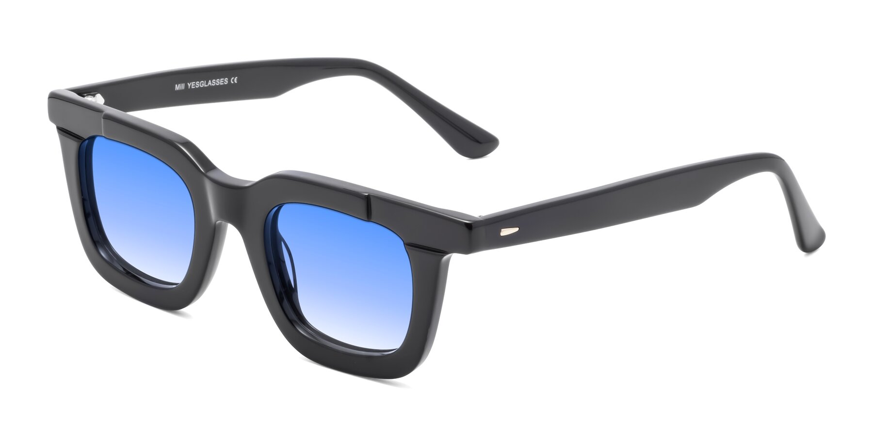 Angle of Mill in Black with Blue Gradient Lenses