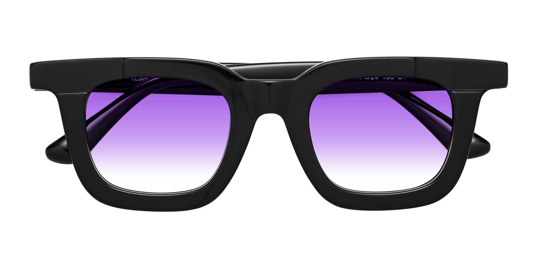 Folded Front of Mill in Black with Purple Gradient Lenses