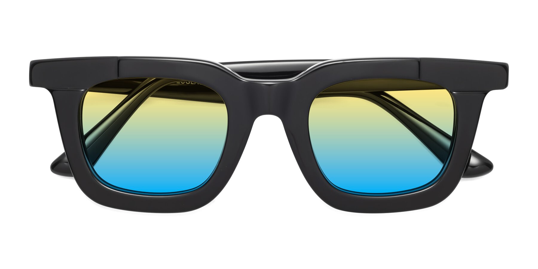 Folded Front of Mill in Black with Yellow / Blue Gradient Lenses