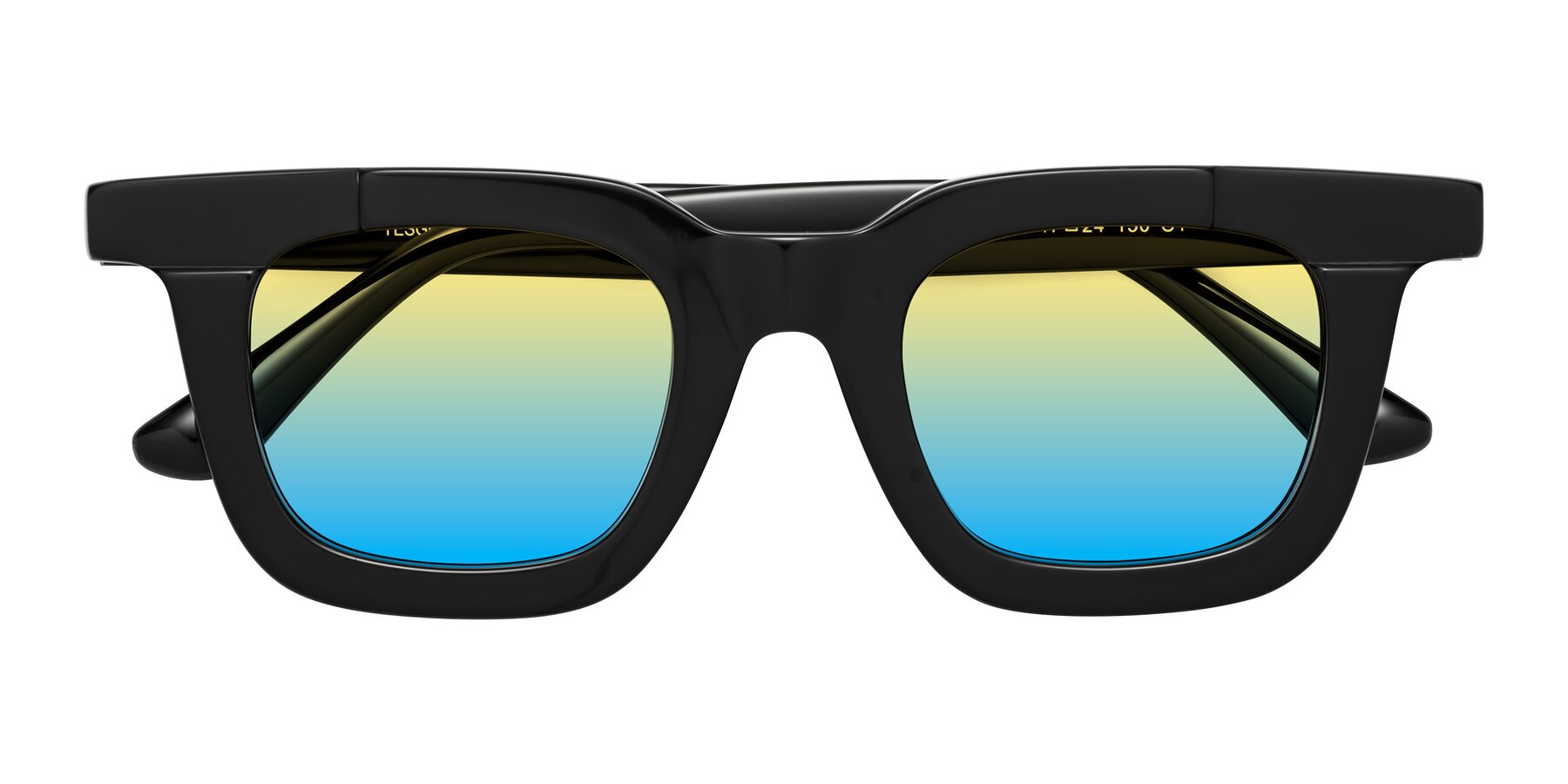 Folded Front of Mill in Black with Yellow / Blue Gradient Lenses