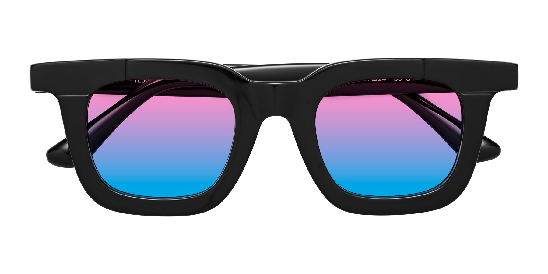 Folded Front of Mill in Black with Pink / Blue Gradient Lenses