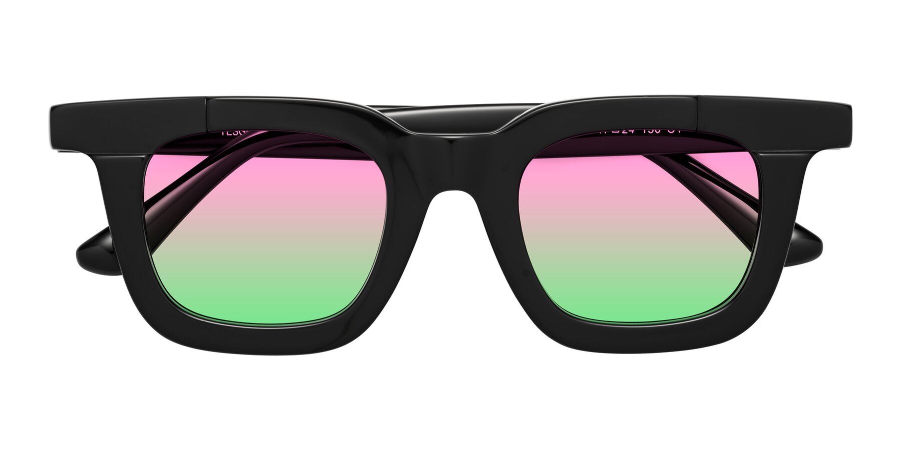 Folded Front of Mill in Black with Pink / Green Gradient Lenses