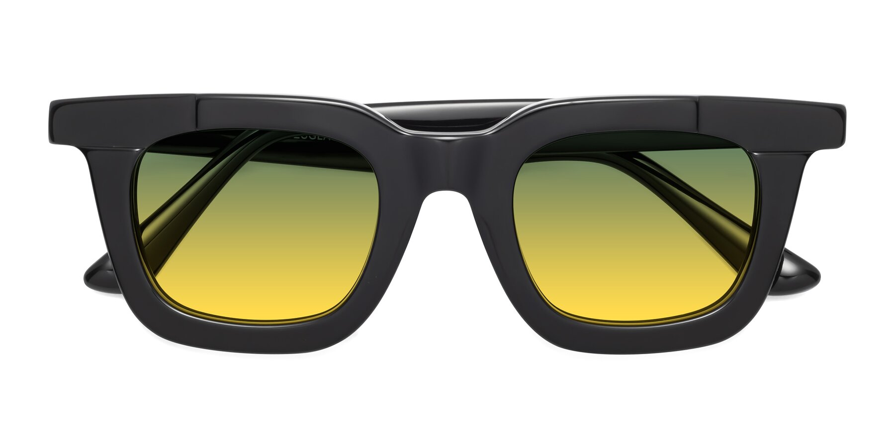 Folded Front of Mill in Black with Green / Yellow Gradient Lenses