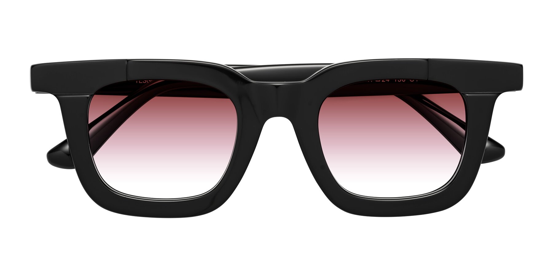 Folded Front of Mill in Black with Garnet Gradient Lenses