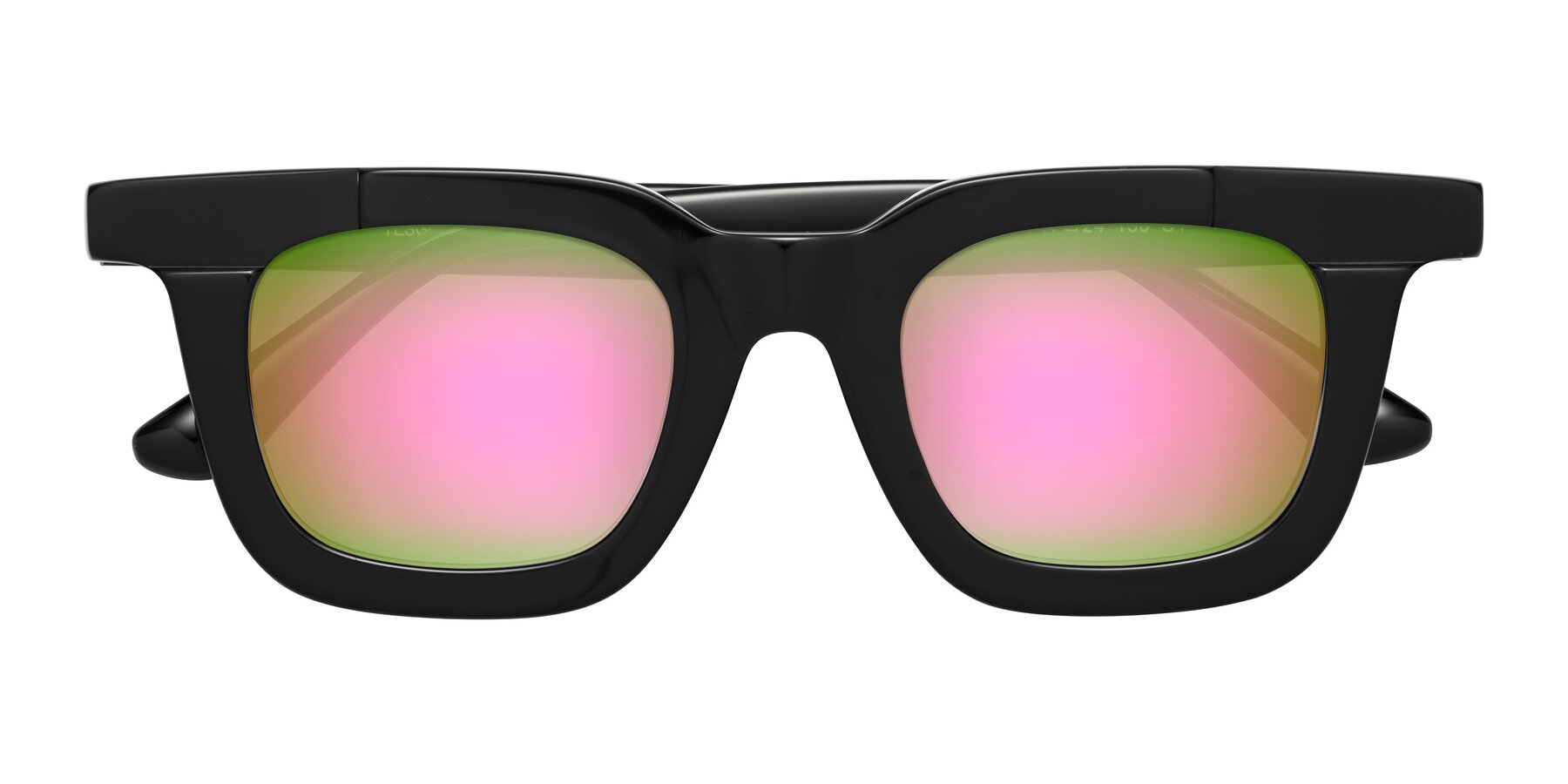 Folded Front of Mill in Black with Pink Mirrored Lenses