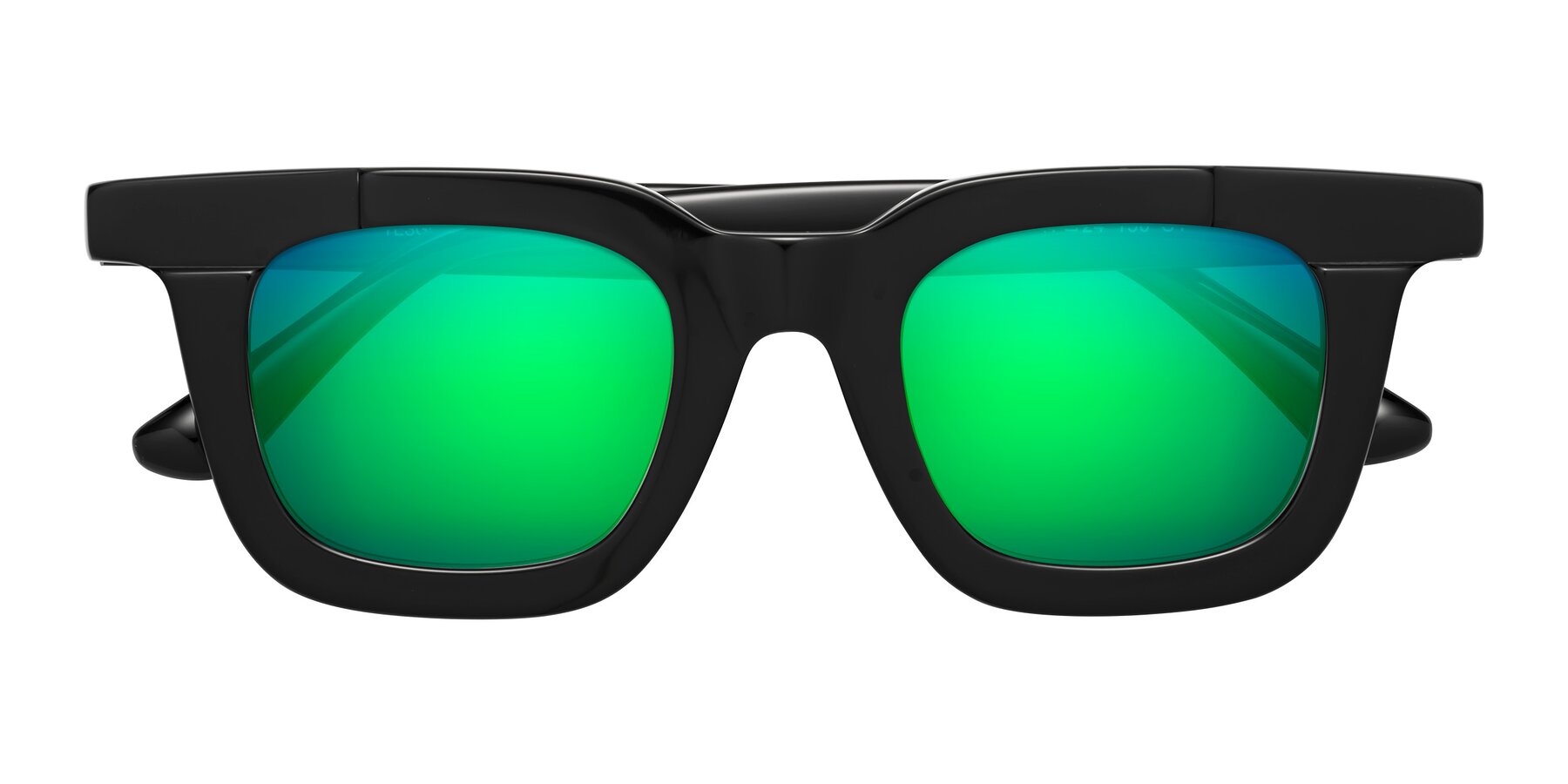 Folded Front of Mill in Black with Green Mirrored Lenses
