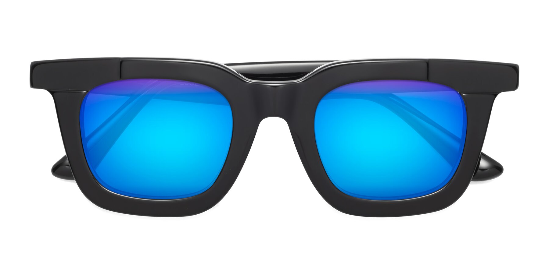 Folded Front of Mill in Black with Blue Mirrored Lenses