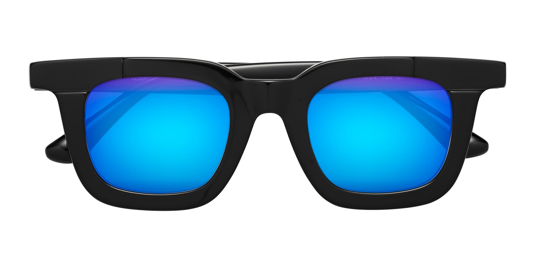 Folded Front of Mill in Black with Blue Mirrored Lenses