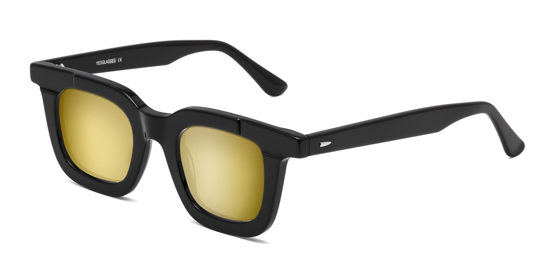 Angle of Mill in Black with Gold Mirrored Lenses
