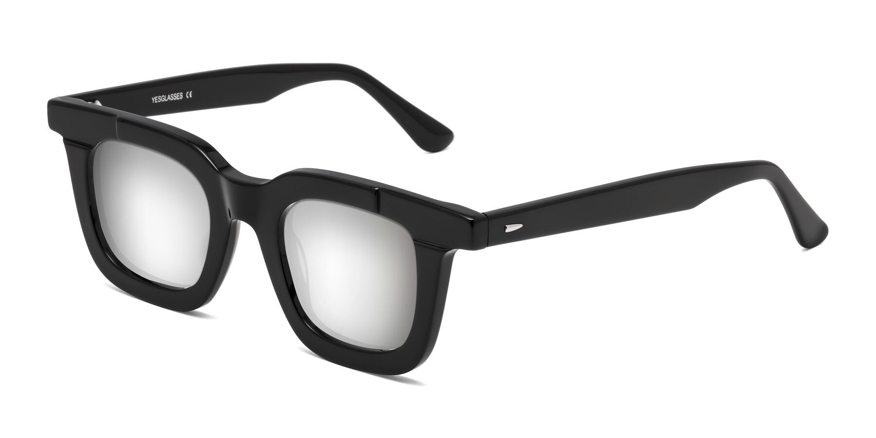 Angle of Mill in Black with Silver Mirrored Lenses