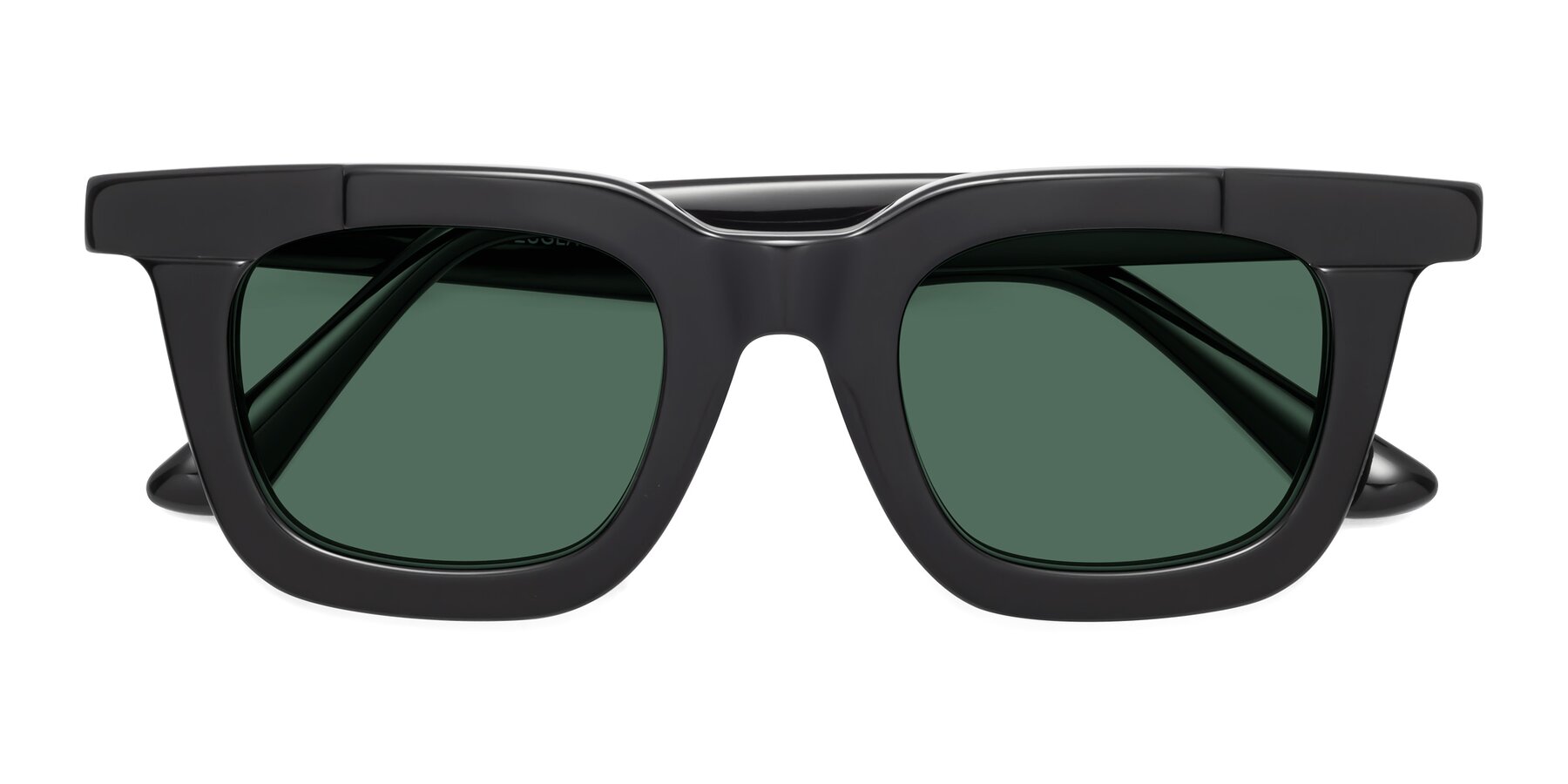 Folded Front of Mill in Black with Green Polarized Lenses