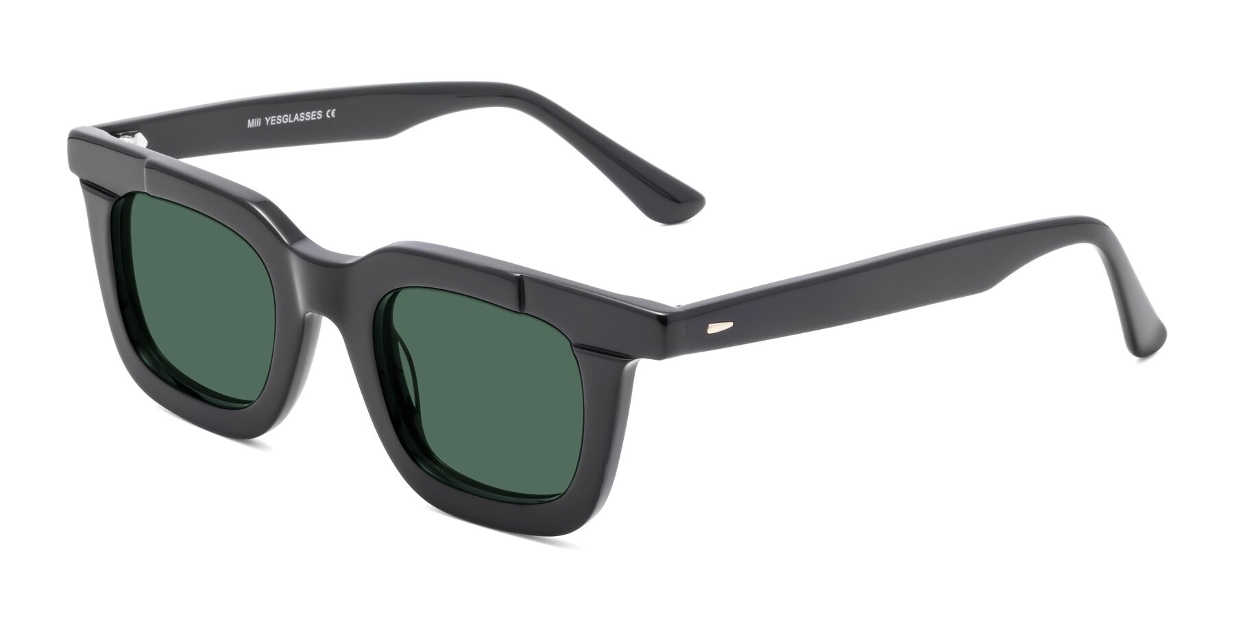 Angle of Mill in Black with Green Polarized Lenses