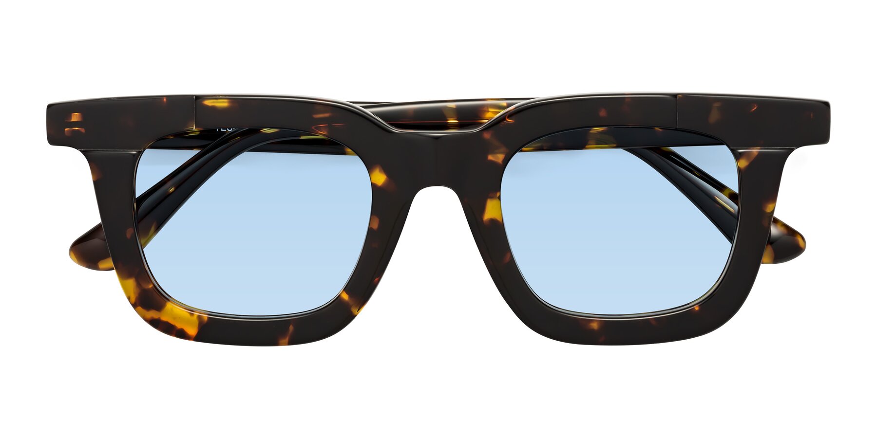 Folded Front of Mill in Tortoise with Light Blue Tinted Lenses