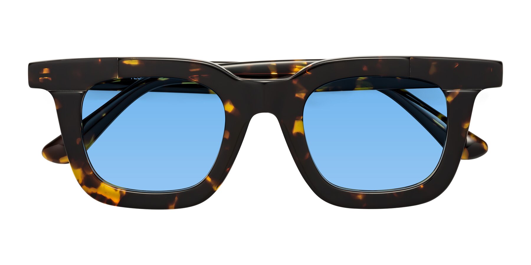 Folded Front of Mill in Tortoise with Medium Blue Tinted Lenses