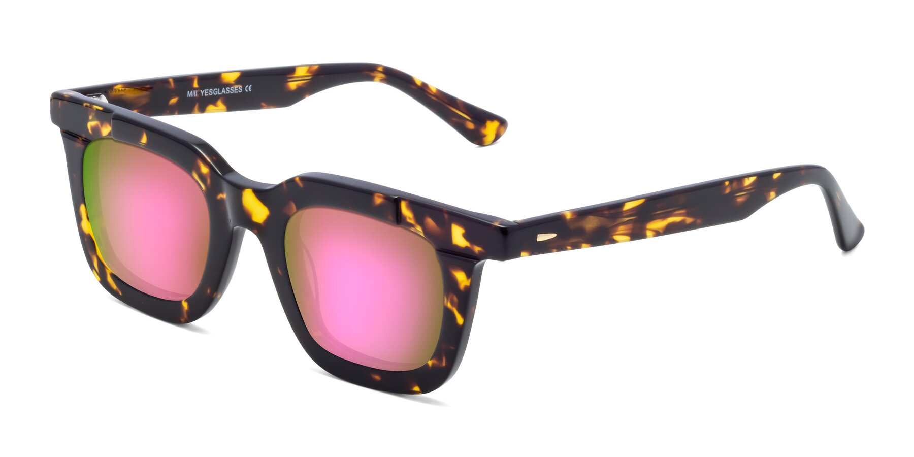 Angle of Mill in Tortoise with Pink Mirrored Lenses