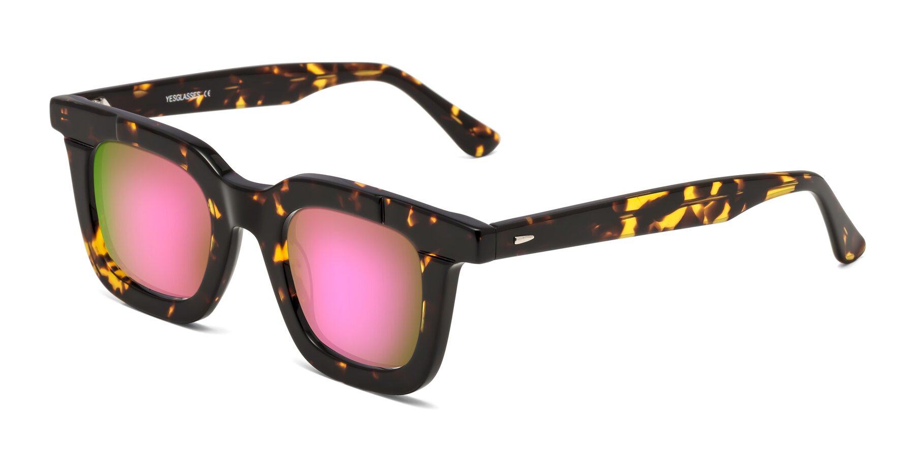 Angle of Mill in Tortoise with Pink Mirrored Lenses