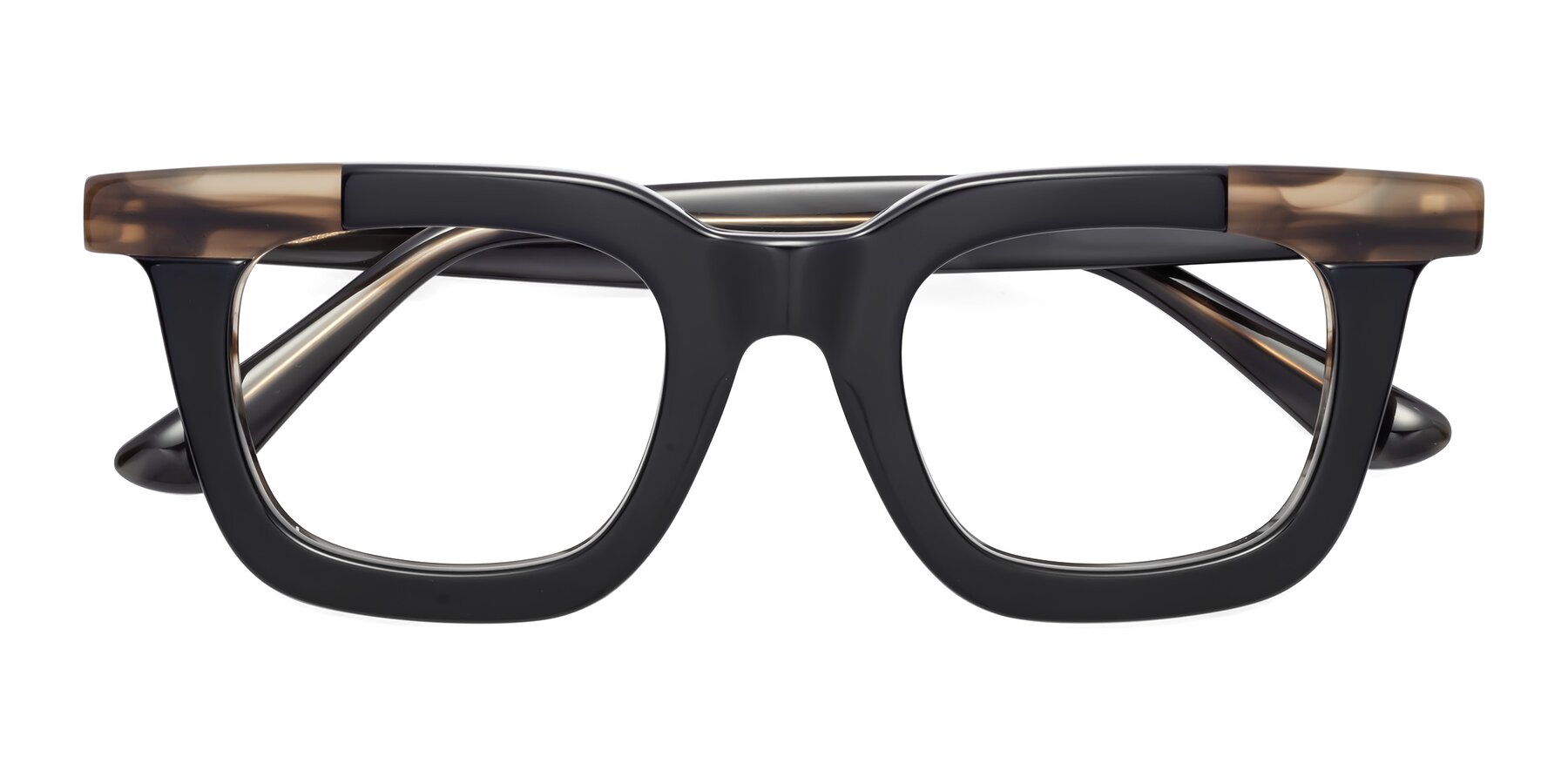 Folded Front of Mill in Black-Brown with Clear Blue Light Blocking Lenses
