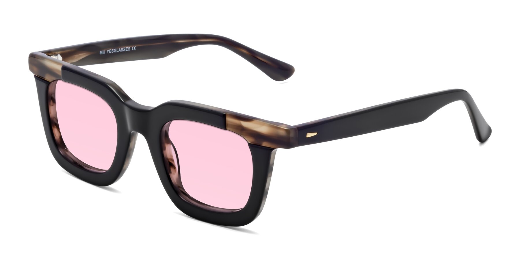 Angle of Mill in Black-Brown with Light Pink Tinted Lenses