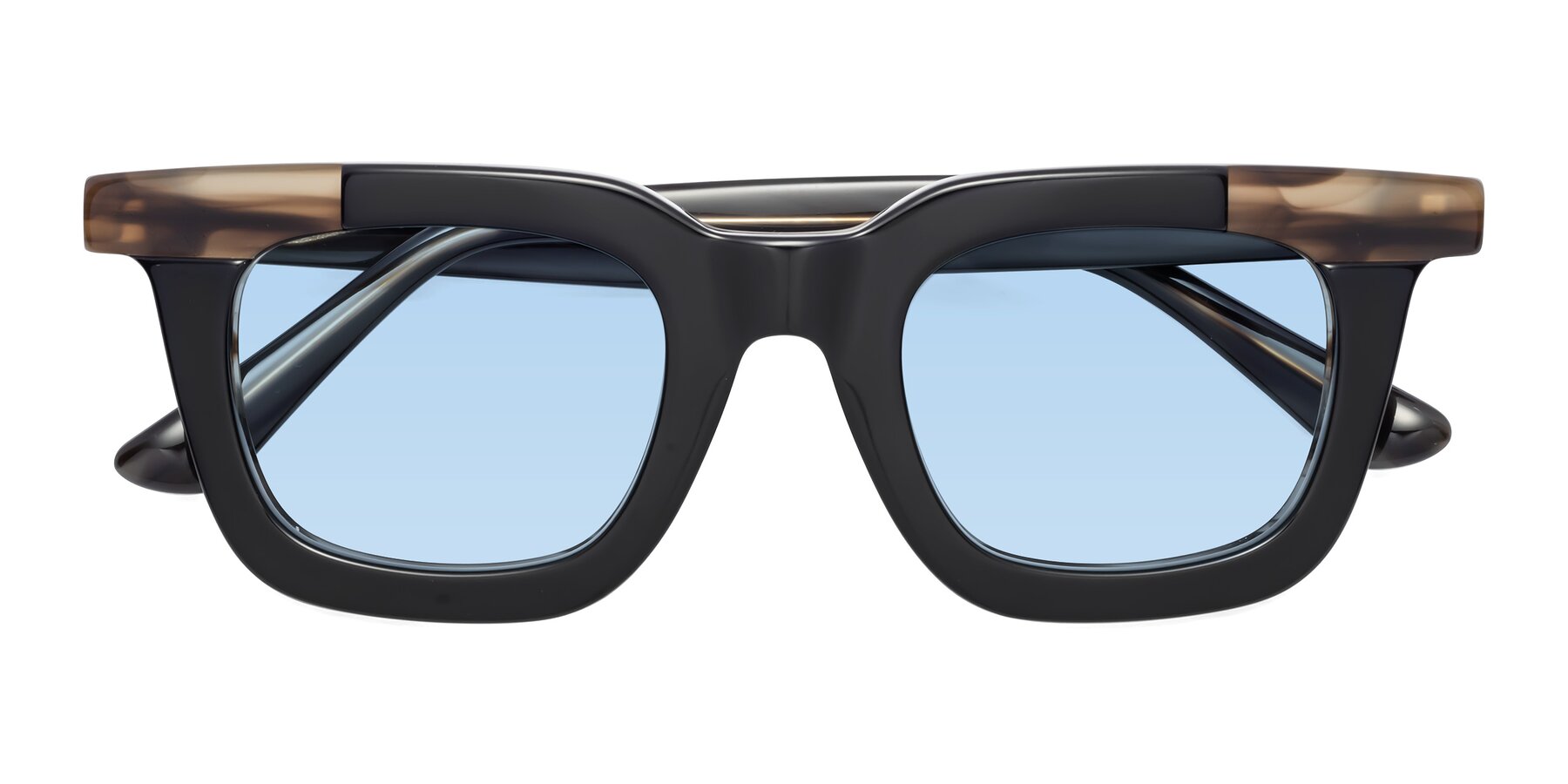 Folded Front of Mill in Black-Brown with Light Blue Tinted Lenses