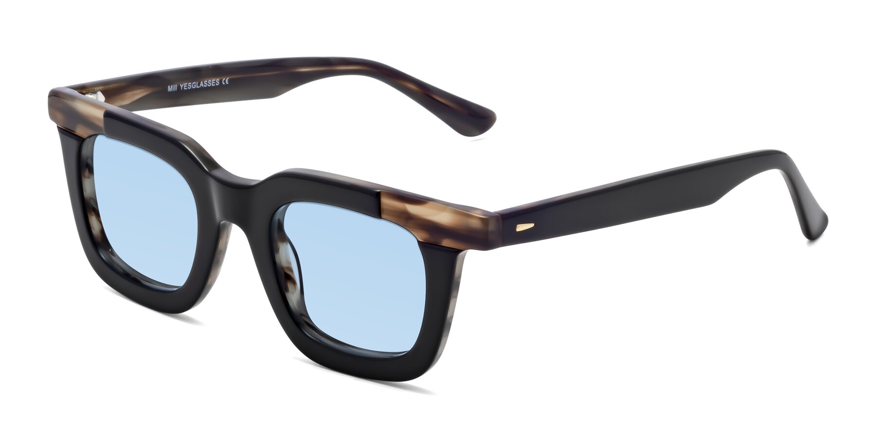 Angle of Mill in Black-Brown with Light Blue Tinted Lenses