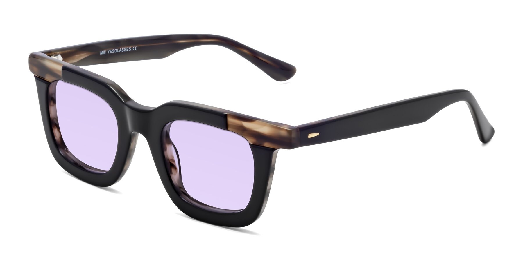 Angle of Mill in Black-Brown with Light Purple Tinted Lenses