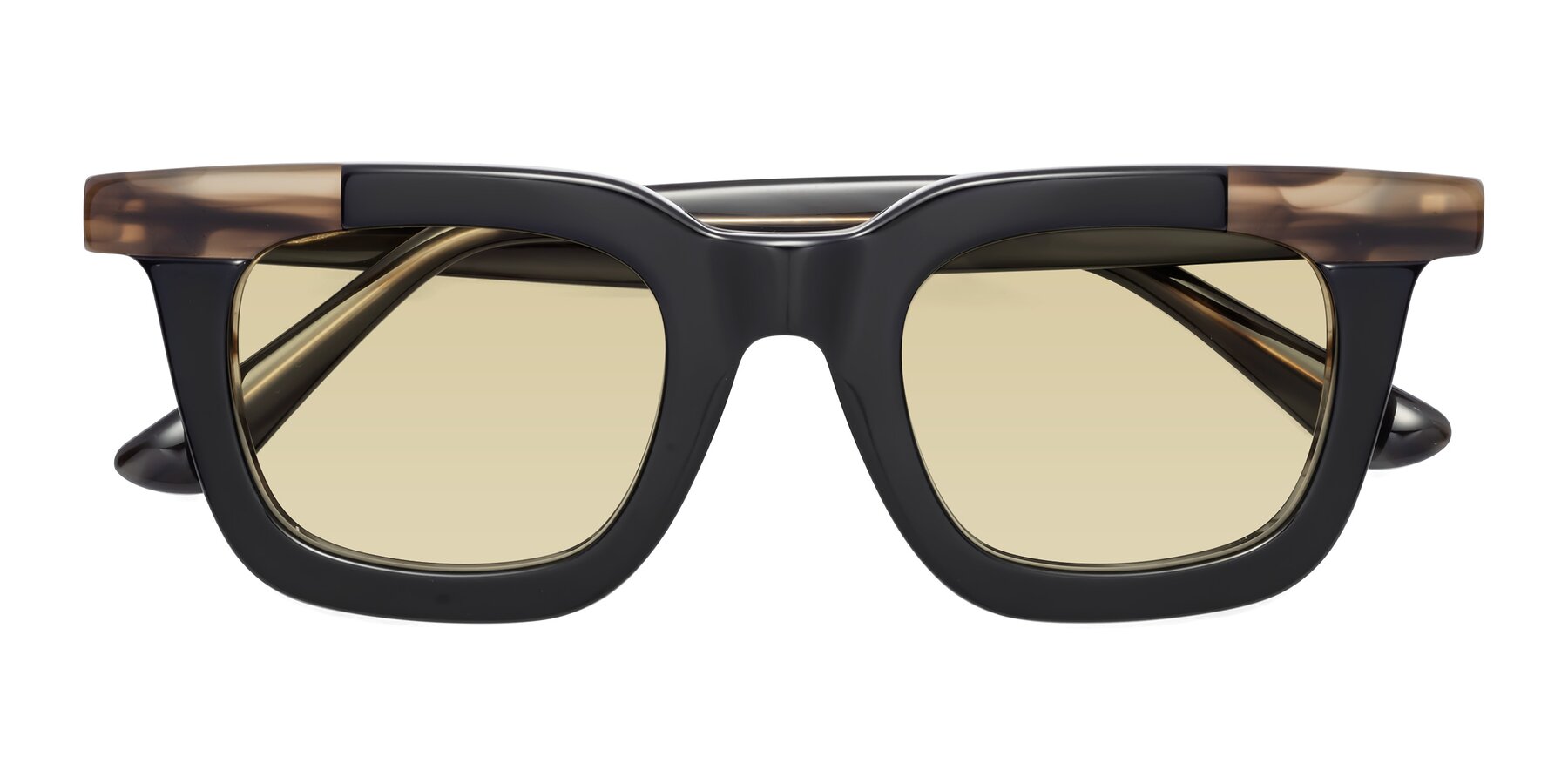 Folded Front of Mill in Black-Brown with Light Champagne Tinted Lenses