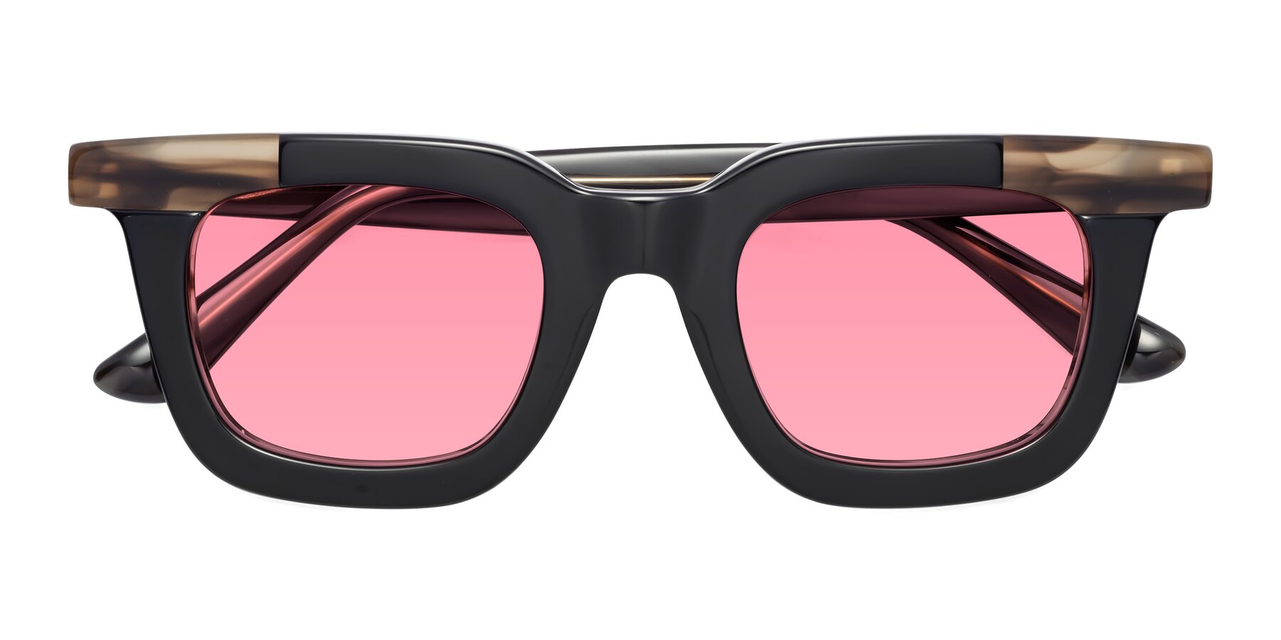 Folded Front of Mill in Black-Brown with Pink Tinted Lenses